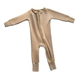 Generic Baby Bamboo Ribbed Unisex Sleepsuit (Newborn, Ribbed Beige)