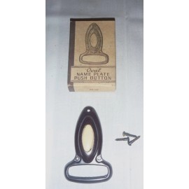 NOS Vintage Mid Century Bakelite? Art Deco Door Bell Button w/ Nameplate NEW
