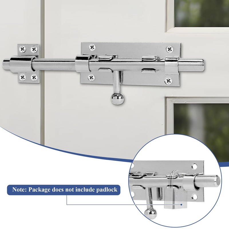 EFUTURETIME 2 x Door Bolt Sliding Bolt 20 cm (8