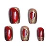 Red Cat Eye Press on Nails Short, 30 Pcs Salon-Like