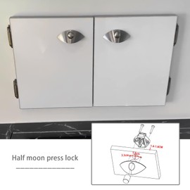 2 x Slider Locks Half Moon for 1.4 cm-1.6 cm Thickness for Caravan Cabinet Door Knob Locking Furniture Handle Lock Cabinet Hardware Lock Silver