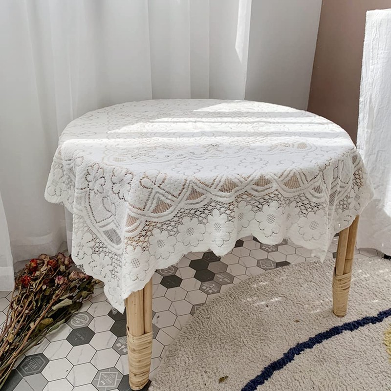 Formemory Lace Tablecloth Floral Pattern Wedding Party Scandinavian Style Embroidery