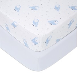 aden + anais Essentials Classic Poplin Crib Sheets, 100% Cotton Fitted Sheet, 2 Pack, Time to Dream