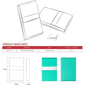 Padike Professional Business Card Holder PU Leather Business Card Case Name Card Holder Slim Metal Pocket Card Holder with Magnetic Shut (Y-Lake blue)