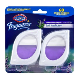 Clorox Fraganzia Small Room Air Freshener in Lavender with Eucalyptus |Peel & Place Air Freshener, No-Plug, Battery-Free for Closets, Laundry Room, Entry Way, Bathroom, Locker, 2 Air Freshener Units
