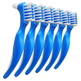 6 Pack RE-GEN Double Sided Easy Grip Ergonomic Multipurpose Denture Dental Care Cleaning Brush Tool