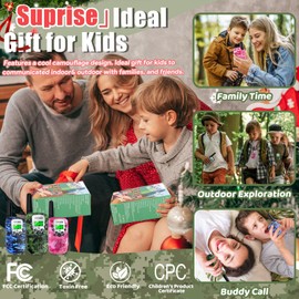 Vvinca Walkie Talkies for Kids Rechargeable, Long Range Walkie Talkie Toys for 3-12 Boys Girls Christmas Birthday Gifts, 2 Way Radio 22 CH VOX with Li-ion Battery Flashlight for Family Camping Hiking