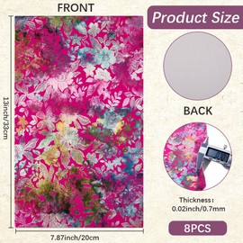 CALFOVERA 13 x 8 Inch 8PCS 0.7mm Cerise Gliding Flower Leather Rolls for Makeup Case Colorful Metallic Floral PU Leather Sheets Soft Waterproof Leatherette Synthetic Vinyl Fabric for Sewing Decoration