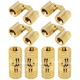HOJLKLD 6Pcs 8 mm Hidden Brass Barrel Hinges, 180 Degree Opening Angle Concealed Furniture Hinges for DIY Jewelry Box Hand Craft (6, 8mm)