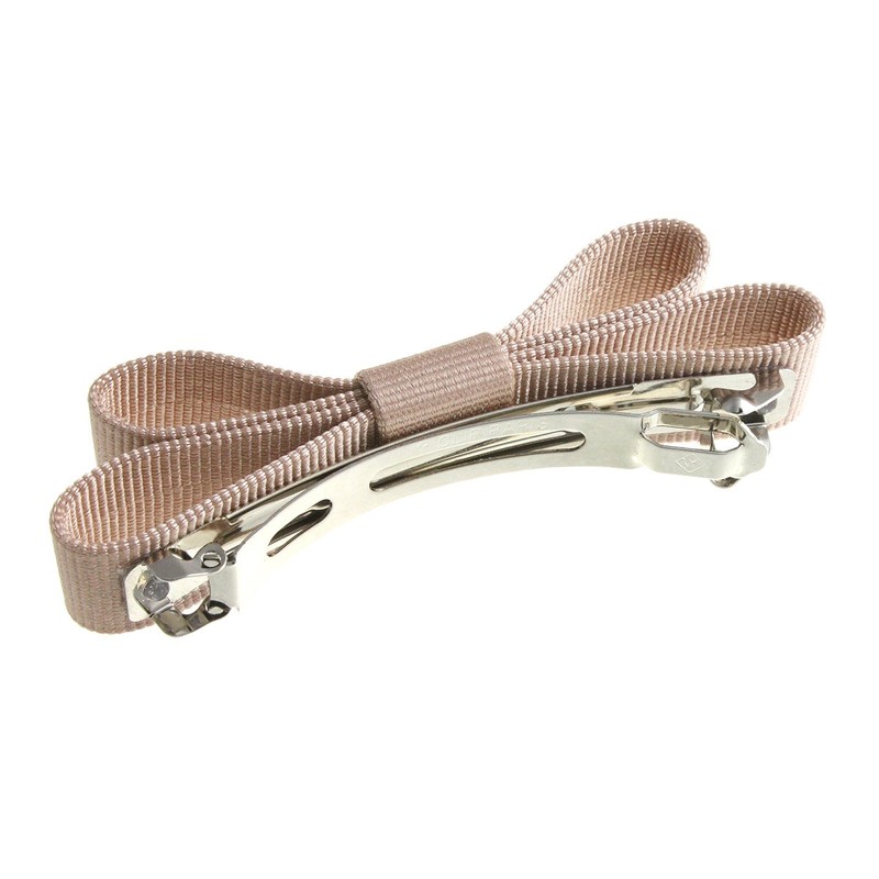 VINGTAINE H-999-PK Simple Grosgrain Ribbon Barrette, Elegant Office, Daily Hair