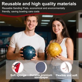 Bucewkde 6 PCS Bowling Ball Sanding Pads with Premium Bowling Towel, 600/1200/2500 Grit Polishing Cleaning Pads for Pro-Grade Ball Maintenance & Care