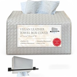 Hirano’s Bazaar Hand Towel Box Cover – Elegant PU Leather Holder Dispenser, Compatible with Kleenex Disposable Paper Towels, Bathroom & Countertop Organizer, Stylish Home & Office Décor, Woven Beige