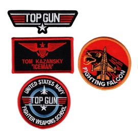 Ice Man Top Gun Movie Name Badge Costume Patch (4PC Set - iron on Sew on)