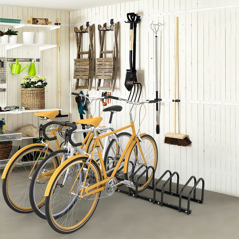 WALMANN 5 Bikes Floor Bike Stand, Bike Parking Rack Garage