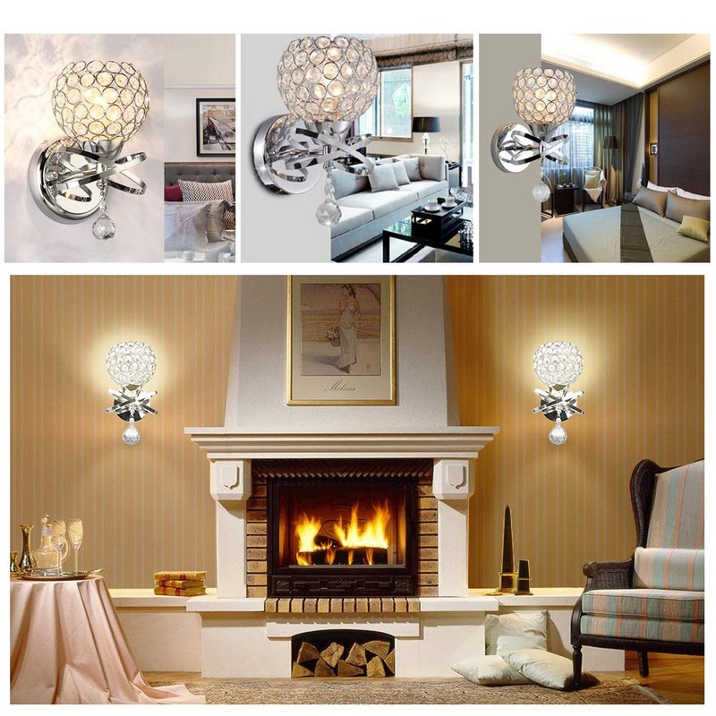 Ygapuzi Modern Crystal Wall Light Flush Mount Wall Sconces Lamp