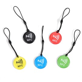 5 Stück NFC-Tags, Programmierbare Leere Karten Wasserdichter Ntag 215-Schlüsselanhänger Funktioniert mit Allen NFC-Fähigen Telefonen und Geräten (5 Farben)