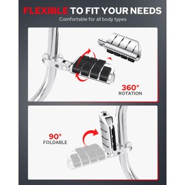 Benlari Highway Pegs P-Clamp, A3 Steel Motorcycle Foot Pegs Fit For 1.25'' Crash Bars Foot Pedal Bracket Clamp Compatible With Harley Touring Electra Road King Road Glide Style3(Chrome)