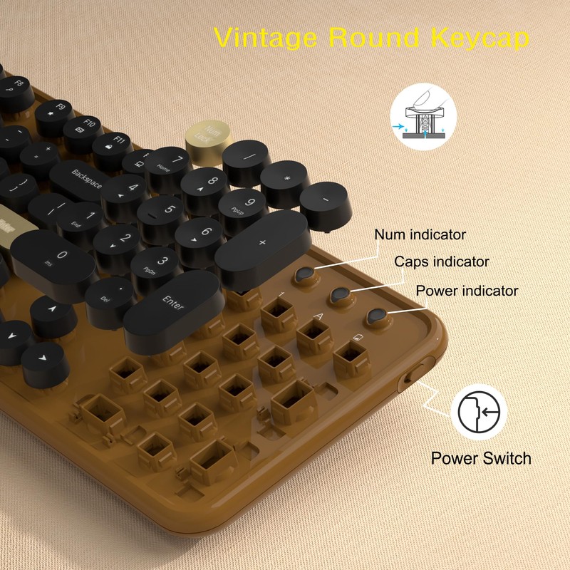 Links9+ Wireless Keyboard and Mouse Combos, Retro Keyboard and Mouse