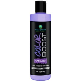 Best Earth Naturals Color Boost Blonde Purple Neutralizing Conditioner - Eliminate Brassy Yellow Tones & Strengthen Hair - Toner for Blonde, Platinum, Ash, Silver & Grays 10 Oz.
