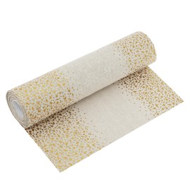 MODERNO Linen Look Table Runner Natural 5 m - Festive Table Decoration with Golden Polka Dots 28 cm Wide - Ideal for Christmas & Festivals