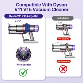 BIHARNT Upgraded Dust Bin Replacement Parts for Dyson V11 V15 SV14 SV15 SV22 Cordless Vacuum Attachments, Canister Replacement for Part no. 970050-01 and Part no. 965443-01 with Dyson Filter