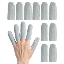 10 Pack Leather Finger Cots, Soft Suede Non-Slip Finger Protectors for Needle Felting, Sewing, Electronics Repair, Knitting, Needlework, Embroidery & Crafts, Grey