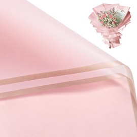 RUSPEPA 20 Sheets Flower Wrapping Paper, Gold Edge Waterproof Floral Bouquet Wrapping Paper, Florist Supplies Packaging for Birthday, Wedding and DIY Crafts, Light Pink