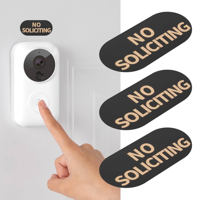 YINETTECH 30PCS No Soliciting Sign Sticker 1.2"x0.6" for Video Doorbell