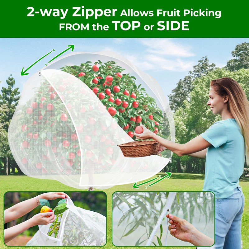 Fruit Tree Netting with 2-Way Zipper & Drawstring - 4'x6'