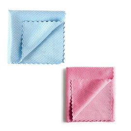 LQIOACU Pack of 2 Microfibre Cloths Window Cleaning Cloths Microfibre Cloths Car Streak-Free All Purpose for Kitchen, Bathroom, Car (Blue, Pink)