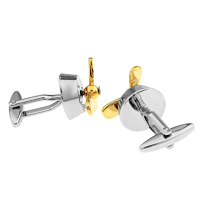 Plane Airplane Aircraft Propeller Mens Shirts Gold Silver Cufflinks
