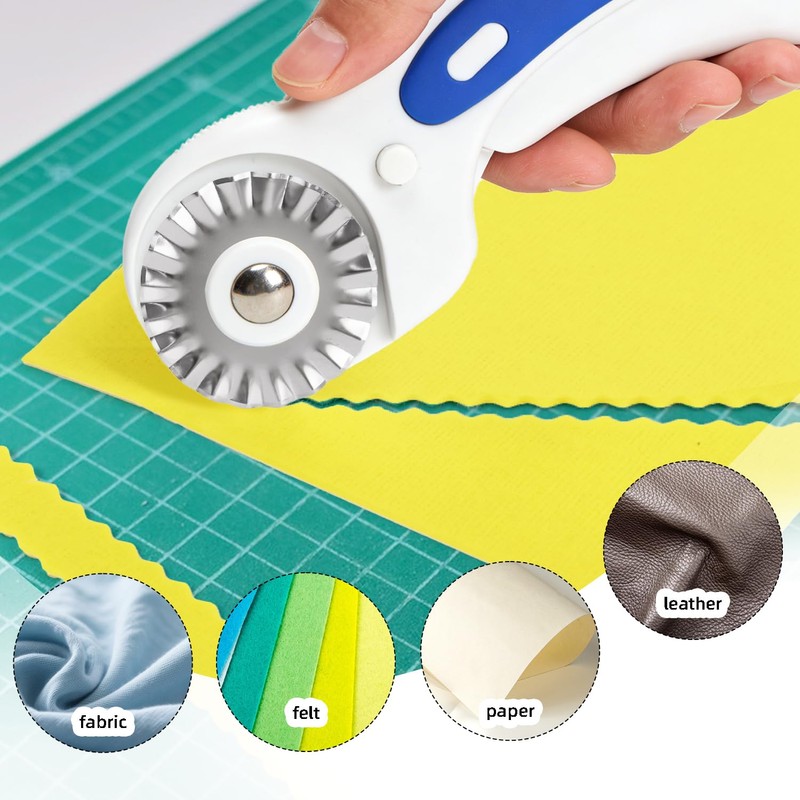 5 Pack 45mm Pinking Rotary Cutter Blades, Wavy Edge Replacement