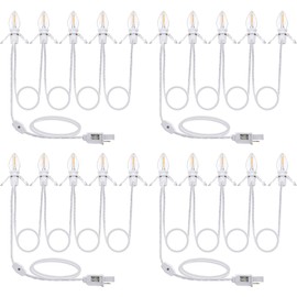 Meonum Accessory Cord with 5 LED Bulbs, Christmas Village Light Cord with 2 Fuses, LED Night Light Cord with ON/Off Switch for Christmas Village House, Craft, Holiday Ceramic Trees (4 Pack)