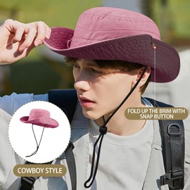 Clakllie Foldable Fisherman Hat for Men Women Retro Cotton Bucket Hat UV Protection Sun Hat Fashion Safari Hat with Chin Strap UPF50+ Hats