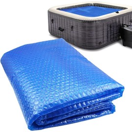 Solar Pool Cover 7 ft Square Hot Tub Thermal Blanket Bubble Cover Insulation Blanket,7ft x7ft Floating Spa Solar Blanket (16 Mil)