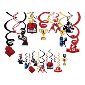 Kristin Paradise 30Ct Boxing Hanging Swirl Decorations, Fight Club Party Supplies, Boxer Birthday Theme Decor