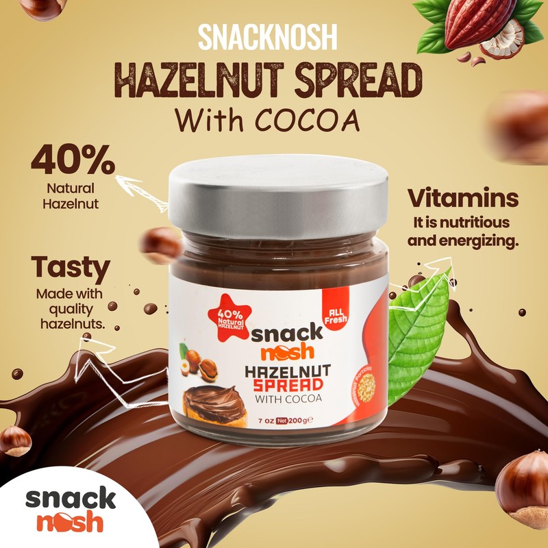 SNACK NOSH Hazelnut Spreads - 40% Hazelnut with Cocoa for