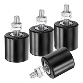 uxcell 4Pcs Slide Gate Guide Roller, 1.7" Nylon Rollers Gate Support Assembly, Universal Sealed Ball Bearing Rolling Gate Guider for Sliding Door, Black