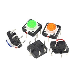 WMYCONGCONG 10 PCS Light Emitting Diode Momentary Tactile Push Button Switch 12 mm x 12 mm x 7 mm Red Tactile Button Switch