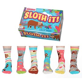 Sloth It Sloth Oddsocks Socks in 37-42 in Set of 6 - Stocking, Colourful