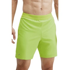 Fabletics Men's The Fundamental Short, Workout, Running, Training, Gym, Yoga, Ultra Lightweight, Athletic, 7" Inseam, XL, Vivid Lime