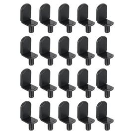 sourcing map 20Pcs Shelf Support Pegs, 6mm L-Shaped Bracket Style Shelf Pegs Pegs with Rubber Sleeve, Metal Support Pegs Holder for Kitchen Cabinet Bookcase (Black)