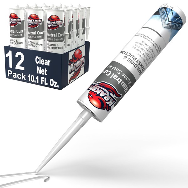 Kraken Bond Neutral Cure Clear Silicone Sealant - (12x10.1 fl.oz)