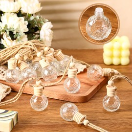 BBTO 100 Pcs Car Air Fresheners Diffuser with Wooden Cap Empty Aromatherapy Diffuser Clear Car Fragrance Holder Pendant Hanging Perfume Fresheners Bottles for Car Decor (Clear Round Diamond)