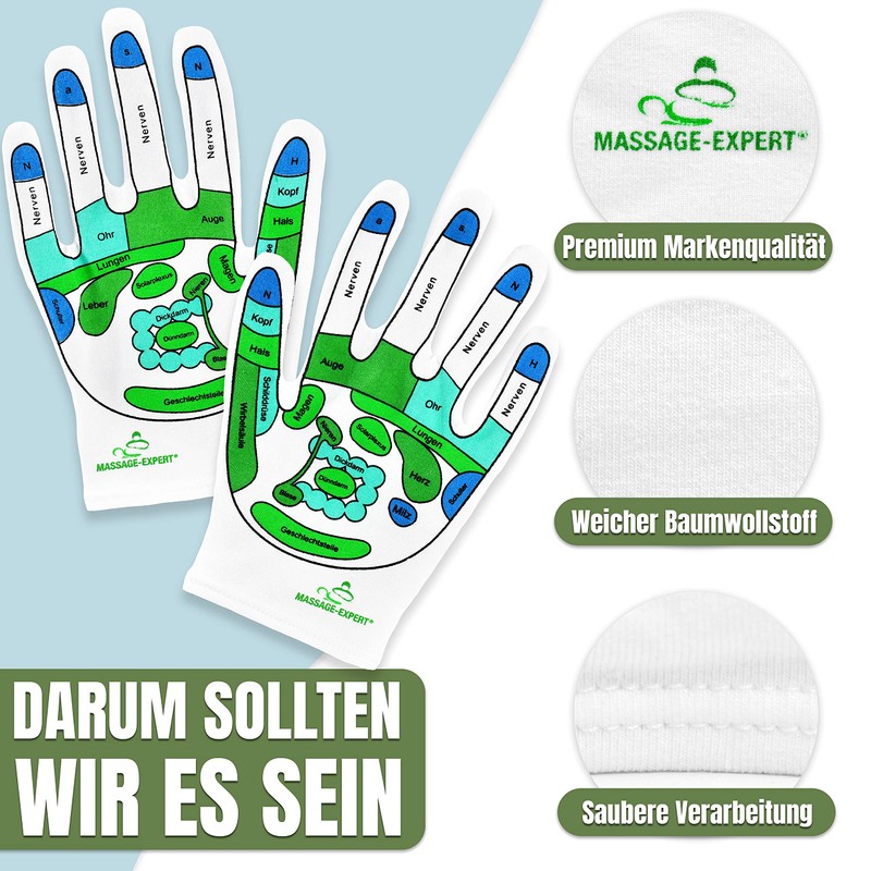 Hand Reflex Zone Gloves for Hand Reflexology Massage German Lettering