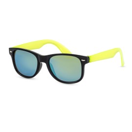 PRIMETTA Stylish Unisex Children's Sunglasses / Mirrored Sunglasses for Boys & Girls / 100% UV Protection, Black/neon yellow