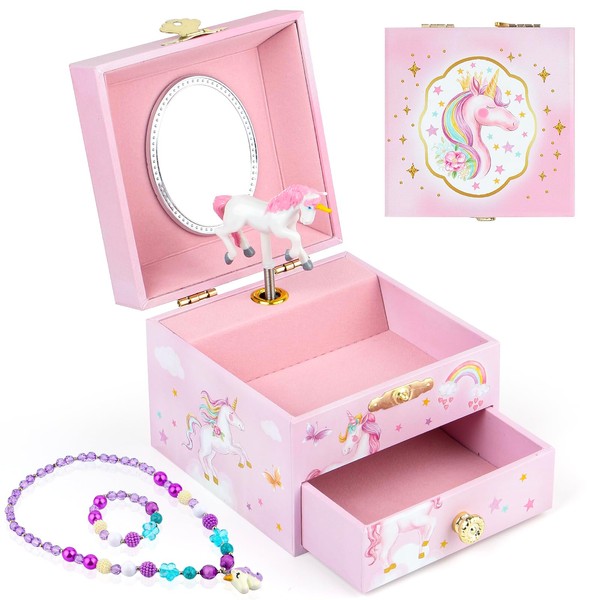 Anyiner Jewellery Box with Music Box, Children's Jewellery Box, Music