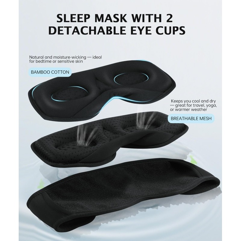 Sleep Headphones Bluetooth 5.4 3D Sleep Mask, up to 15-Hour