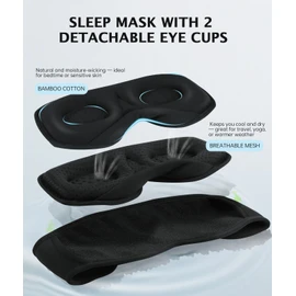 Sleep Headphones Bluetooth 5.4 3D Sleep Mask, up to 15-Hour Stand-by Bluetooth Eye Masks, Wireless Earphones Eye Mask for Sleeping,Cool Tech Gadget Travel Essentials 2 Replaceable 3D Eye Cup pads