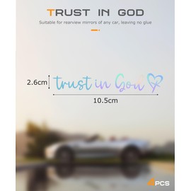 SCUARI 4PCS Car Stickers,Car Decals,Car Accessories Stickers and Decals,Trust in God Rearview Mirror Decal,Trust in God Automotive Mirror Decoration,Suitable for Most Car Truck SUV (Colorful)